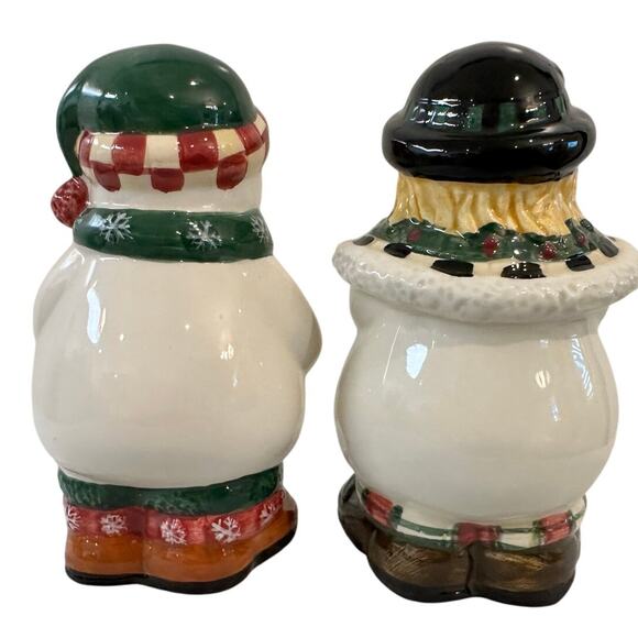 Sakura Debbie Mumm 'Winter Follies' Snowmen Vintage 90s Salt and Pepper Shakers - Picture 3 of 5